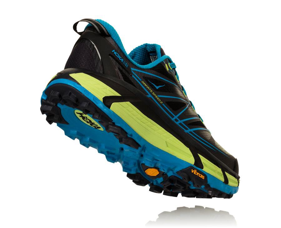 Tenis Hoka One One Trail Hombre Negros/Azules - Mafate Speed 2 - TDFS65401